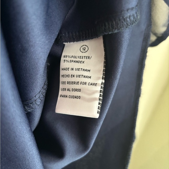 NWT Shelby & Palmer Navy Blue Ruffle Front Chiffon Midi Sheath Dress 12 - Picture 6 of 6